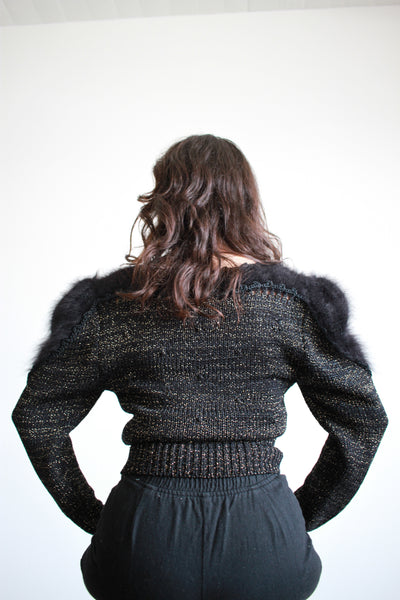 1980s Black Silk Angora Knit Sweater