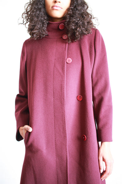 2000s Fluerette Berry Wool Swing Coat