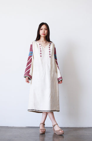1960s Eastern European Embroidered Linen Dress