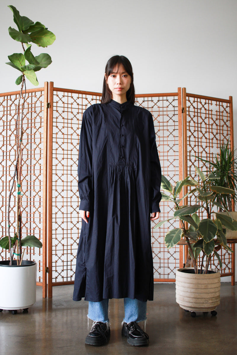 1990s Black Eskandar Brushed Cotton Dress – Blossom Vintage