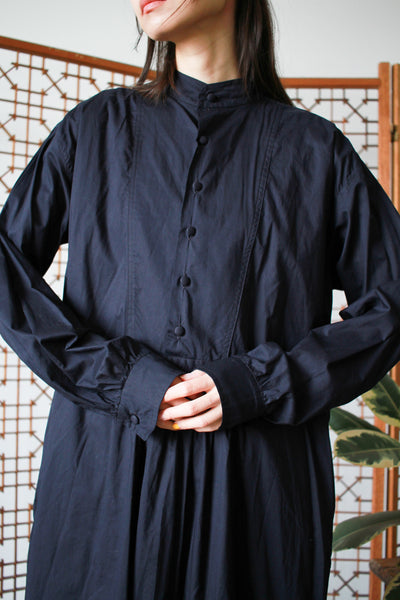 1990s Black Eskandar Brushed Cotton Dress