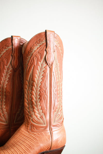 1980s Tall Leather Embroidered Cowboy Boots | 6