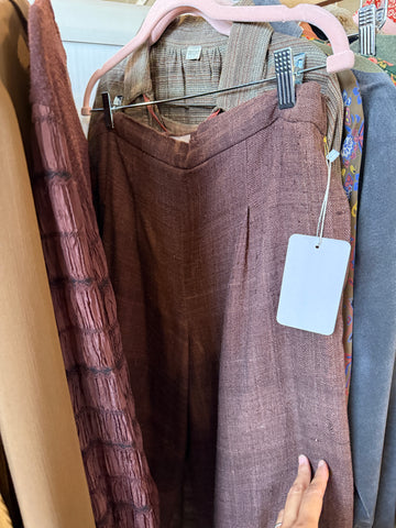 1990s Yohji Brown Linen Woven Pants