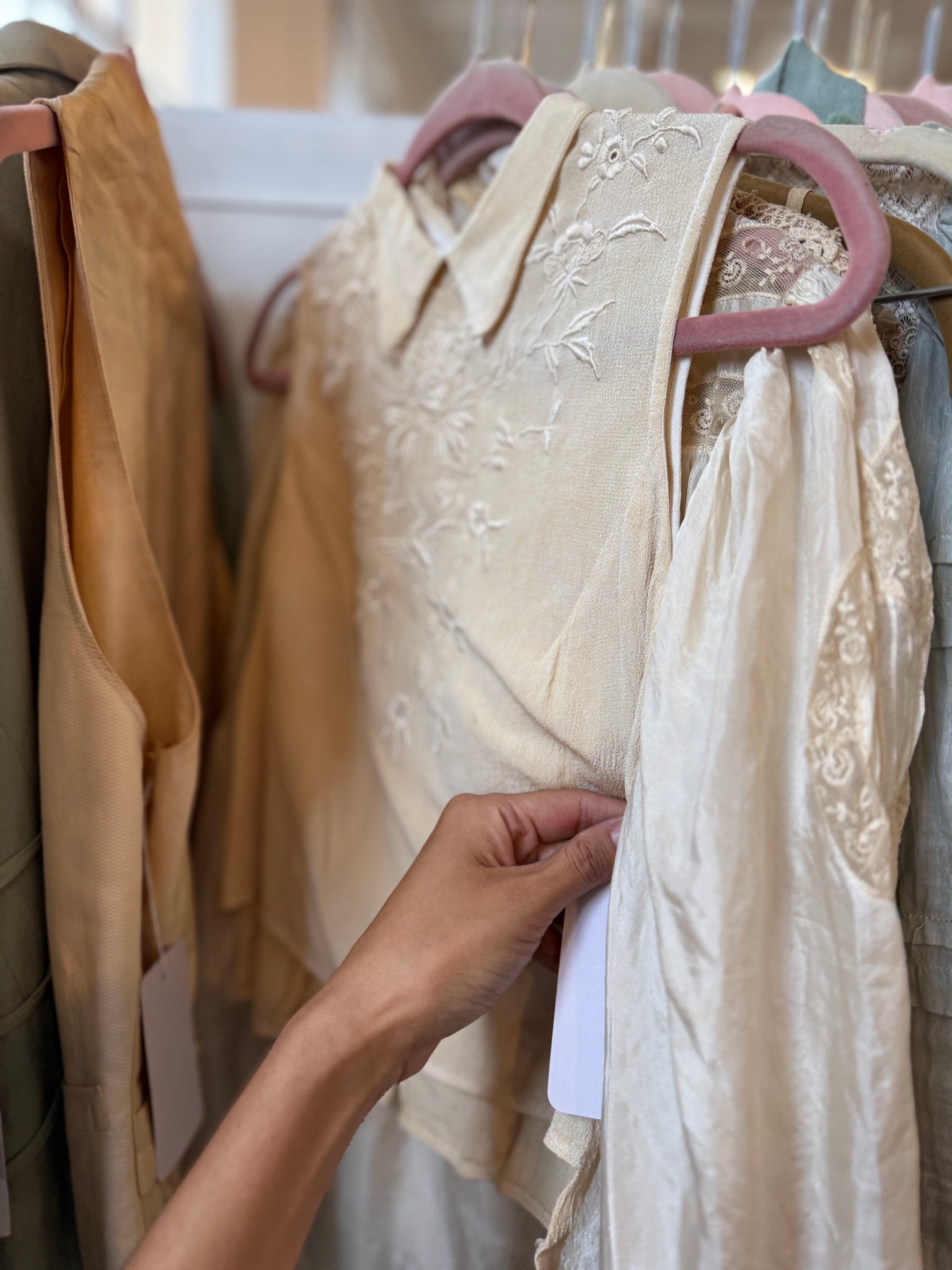 1930s Pongee Silk Embroidered Blouse