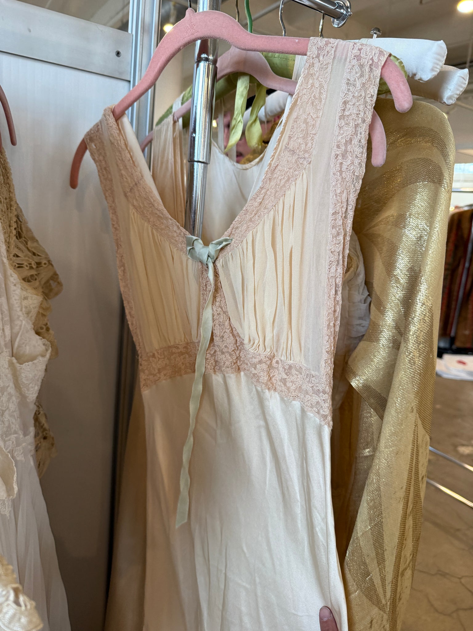 1940s Silk Charmeuse Smock Night Gown