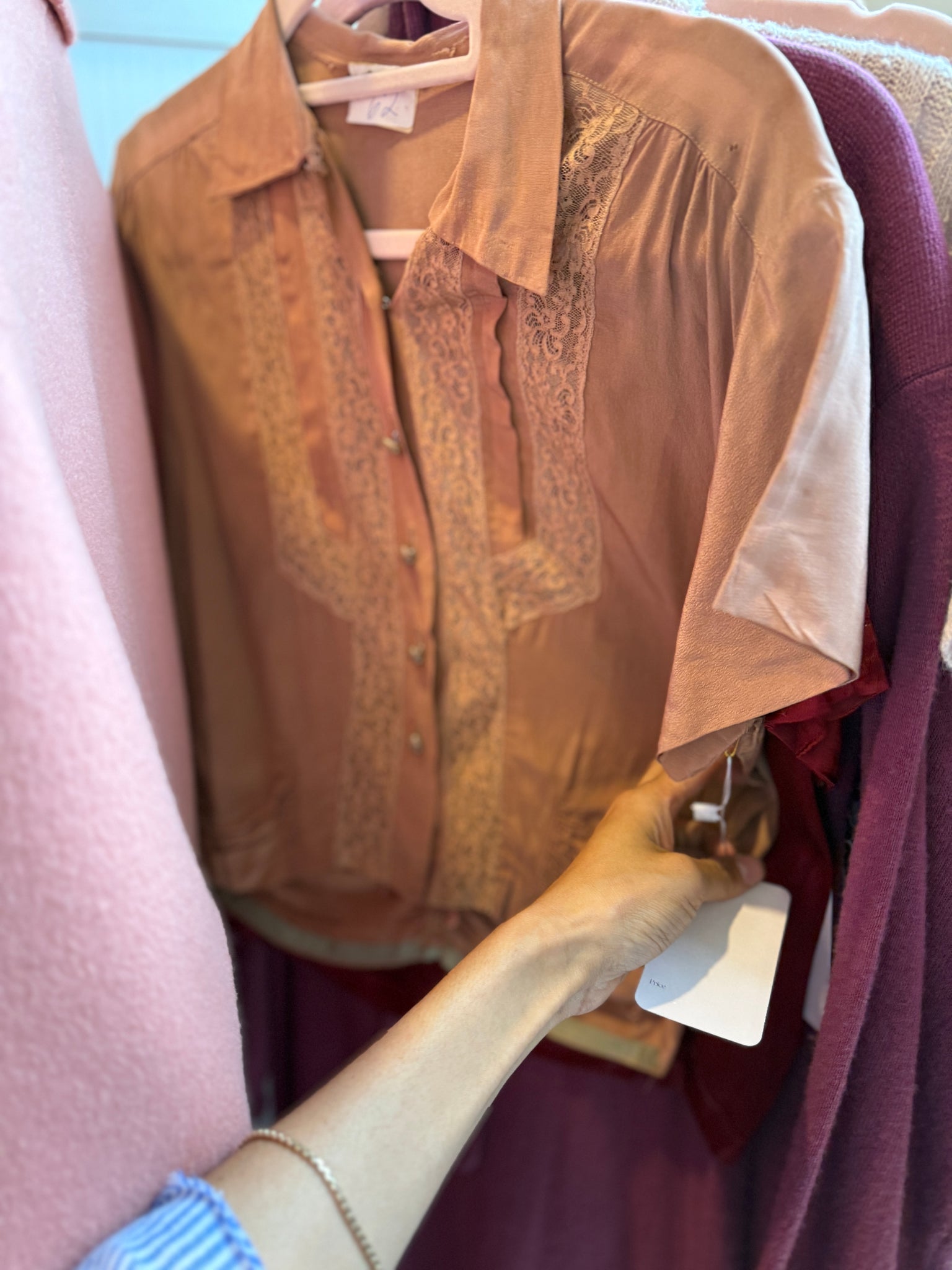 1940s Rose Rayon Pleated Blouse
