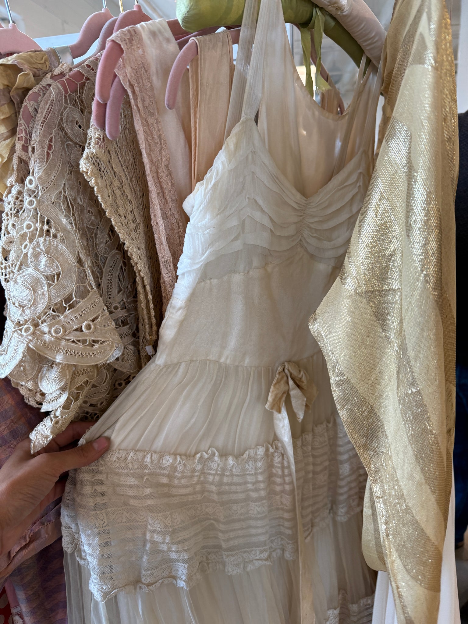 1940s Sweetheart Lace Chiffon Gown