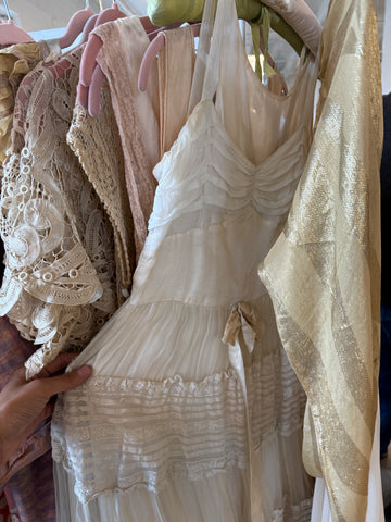 1940s Sweetheart Lace Chiffon Gown