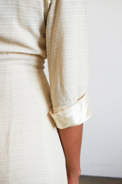 1940s Beige Cotton Wrapping Gown