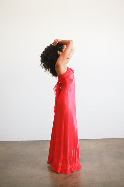 1990s Cherry Red Bias Dress