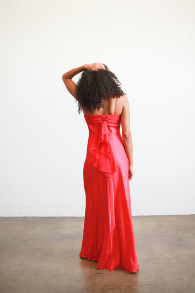 1990s Cherry Red Bias Dress