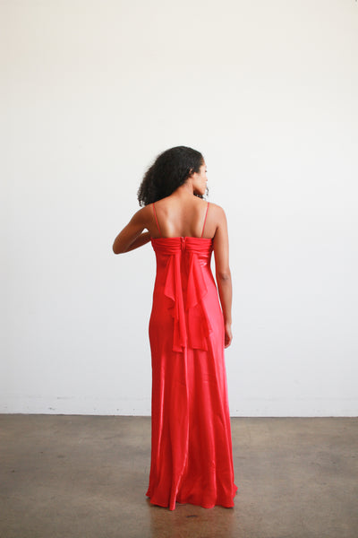 1990s Cherry Red Bias Dress