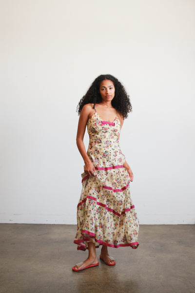 1930s Floral Chiffon Print Dress Bolero Set