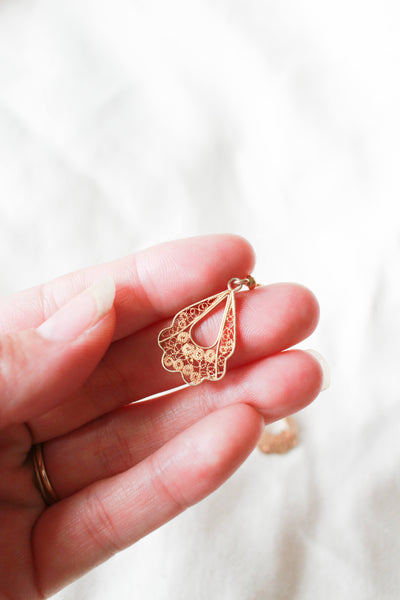 Antique Gold Lace Drop Earrings