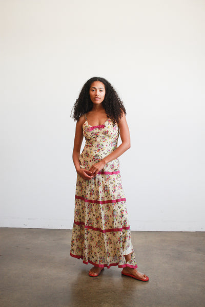 1930s Floral Chiffon Print Dress Bolero Set
