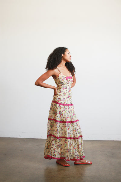 1930s Floral Chiffon Print Dress Bolero Set