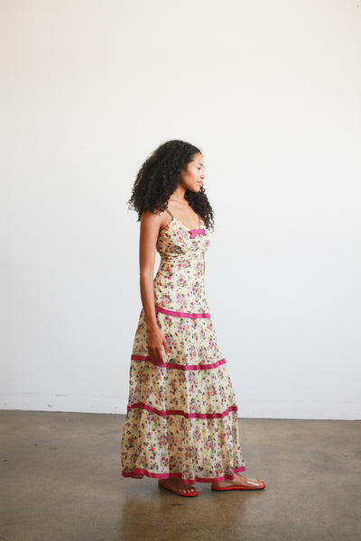 1930s Floral Chiffon Print Dress Bolero Set