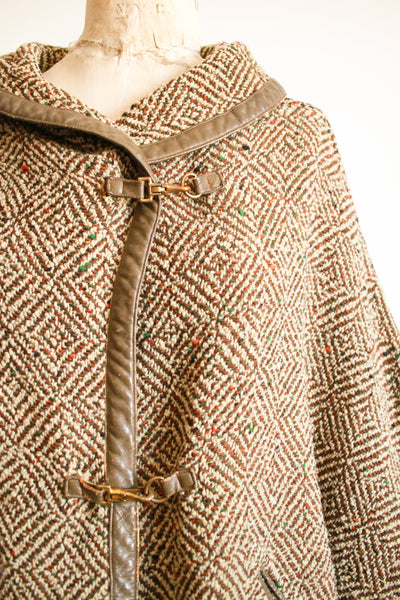 1970s Herringbone Wool Dolman Coat