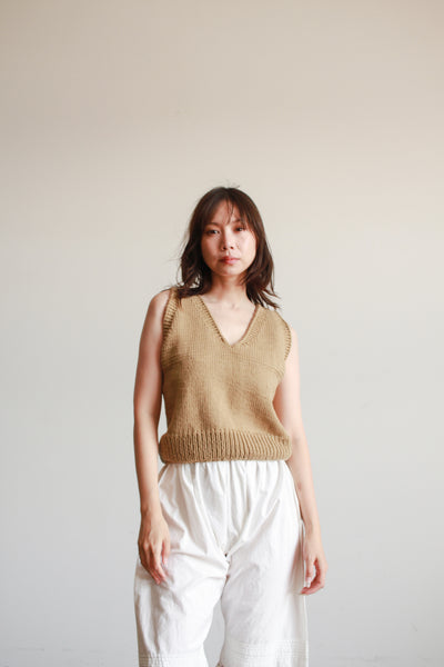 1970s Beige Knit Sweater Vest