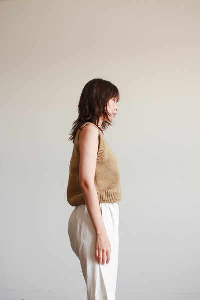 1970s Beige Knit Sweater Vest