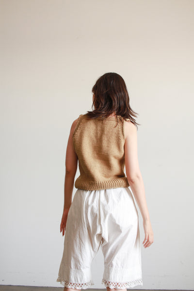 1970s Beige Knit Sweater Vest