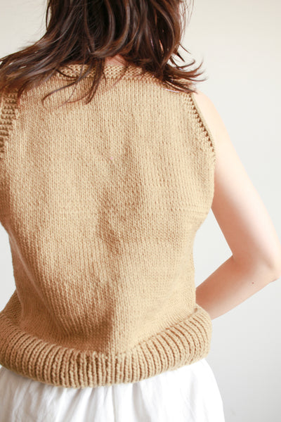 1970s Beige Knit Sweater Vest