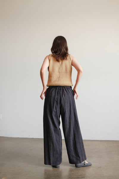 1980s Issey Miyake Navy Cotton Woven Pants