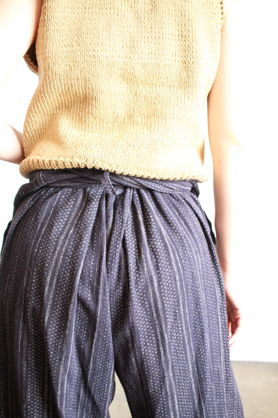 1980s Issey Miyake Navy Cotton Woven Pants