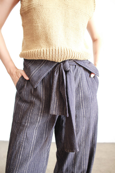 1980s Issey Miyake Navy Cotton Woven Pants