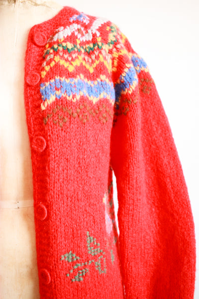 1960s Cherry Red Swiss Knit Sweater