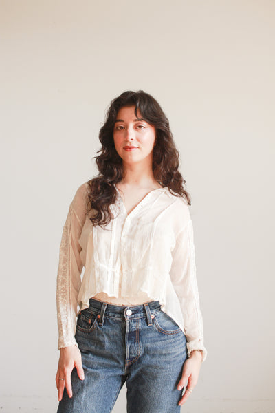 Edwardian Ivory Cotton Voile Embroidered Blouse