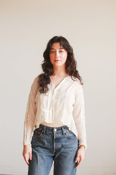 Edwardian Ivory Cotton Voile Embroidered Blouse