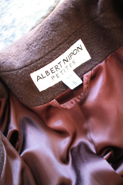 1980s Albert Nipon Chocolate Wool Coat