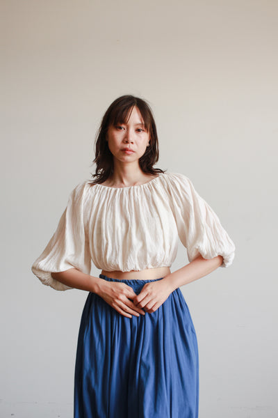 Oaxacan Cream Gauzy Smock Blouse