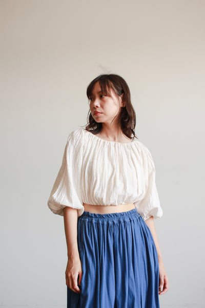 Oaxacan Cream Gauzy Smock Blouse