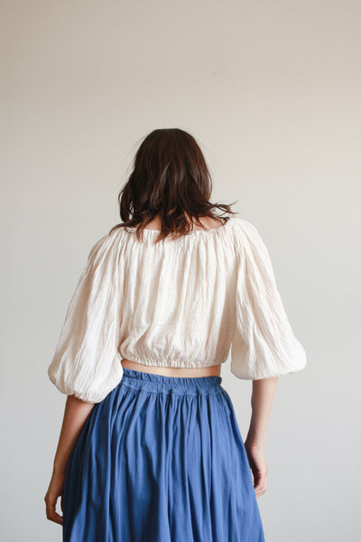 Oaxacan Cream Gauzy Smock Blouse