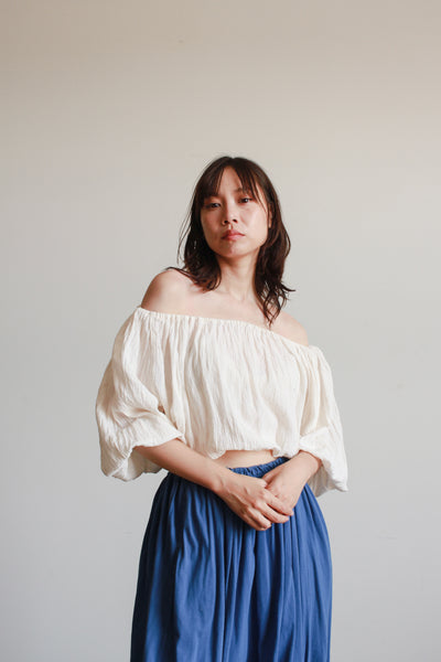 Oaxacan Cream Gauzy Smock Blouse