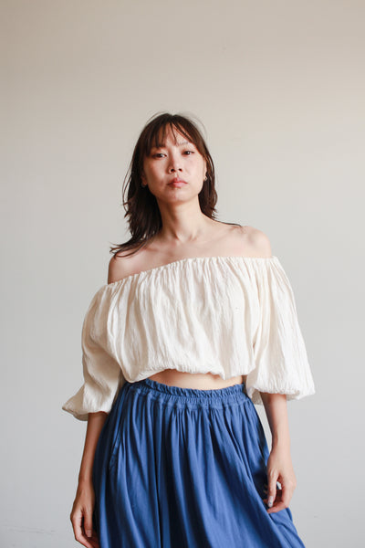 Oaxacan Cream Gauzy Smock Blouse