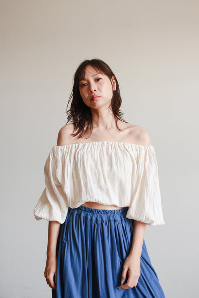 Oaxacan Cream Gauzy Smock Blouse