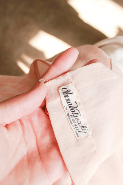 1940s Anna Valsecchi Dusty Pink Applique Silk Blouse