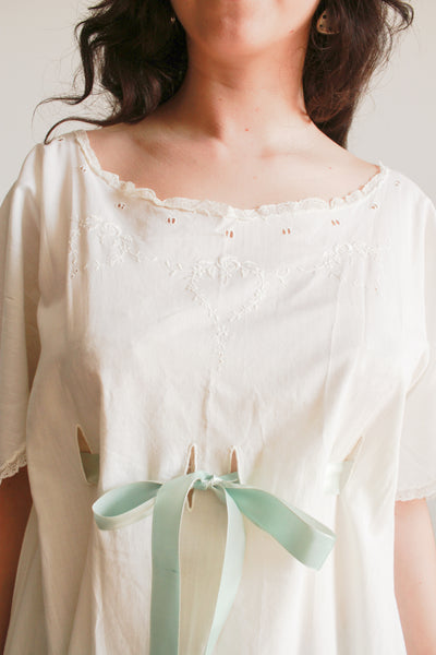 Edwardian Mint Ribbon Tie Night Gown