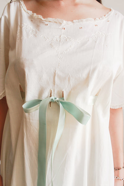 Edwardian Mint Ribbon Tie Night Gown