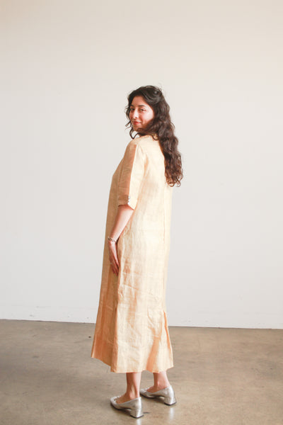 Edwardian Khaki Linen Lace Trim Dress