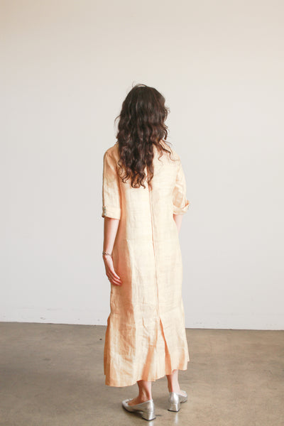 Edwardian Khaki Linen Lace Trim Dress