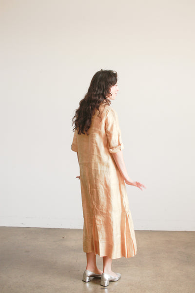 Edwardian Khaki Linen Lace Trim Dress