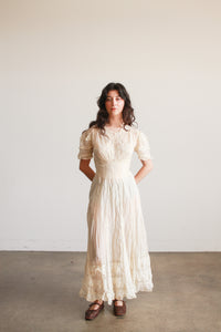 Edwardian Tea Ecru Cotton Voile Mixed Lace Dress