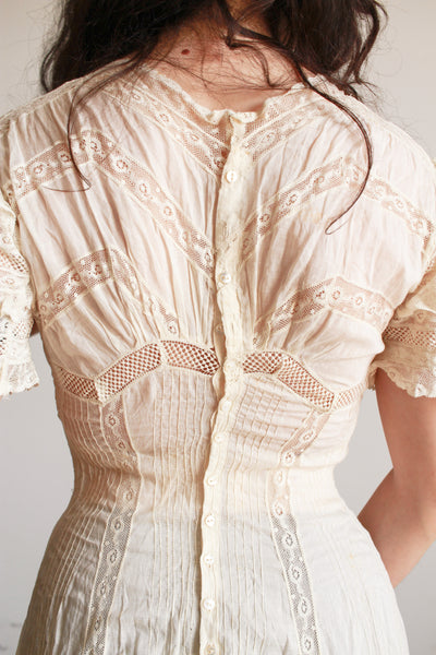 Edwardian Tea Ecru Cotton Voile Mixed Lace Dress