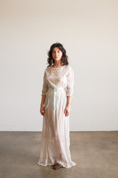 Edwardian Eyelet Cotton Lilac Swiss Dot Dress