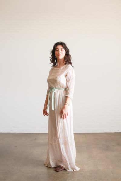 Edwardian Eyelet Cotton Lilac Swiss Dot Dress