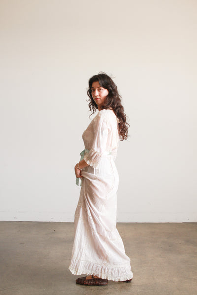 Edwardian Eyelet Cotton Lilac Swiss Dot Dress